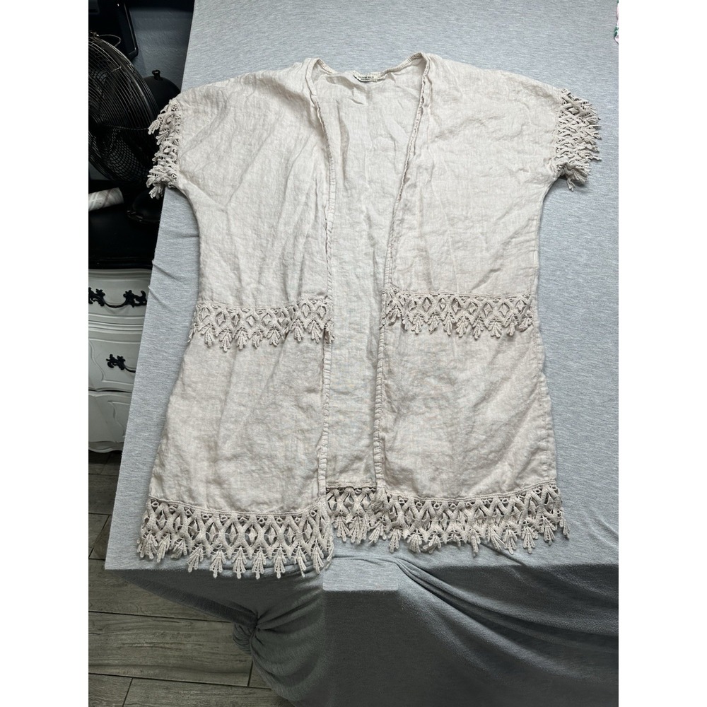 Valentina Naldi Women's Beige/Tan Linen Cardigan One Size Made In‎ Italy